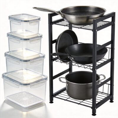 4-Piece Refrigerator Organizer Bin Set